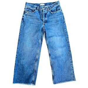 Madewell Low-Slung Baggy Crop Jeans Women's Size 27 Coswell Wash Distressed Hem